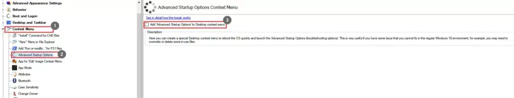 Winaero Tweaker Advanced Startup Options