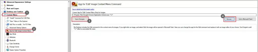 Winaero Tweaker App for Edit Image Context Menu