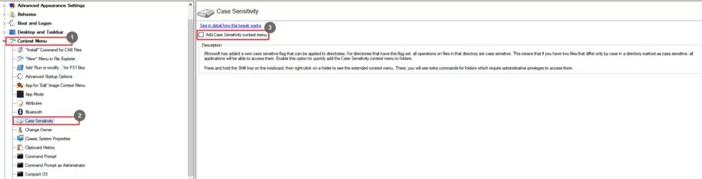 Winaero Tweaker Case Sensitivity
