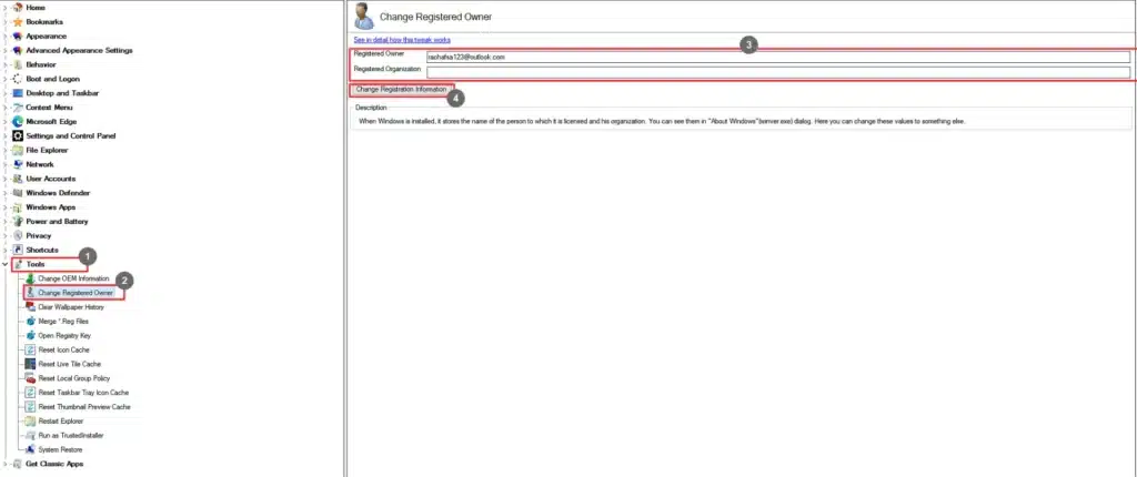 Winaero Tweaker Change Registered Owner