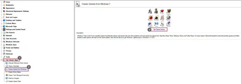 Winaero Tweaker Classic Games from Windows 7
