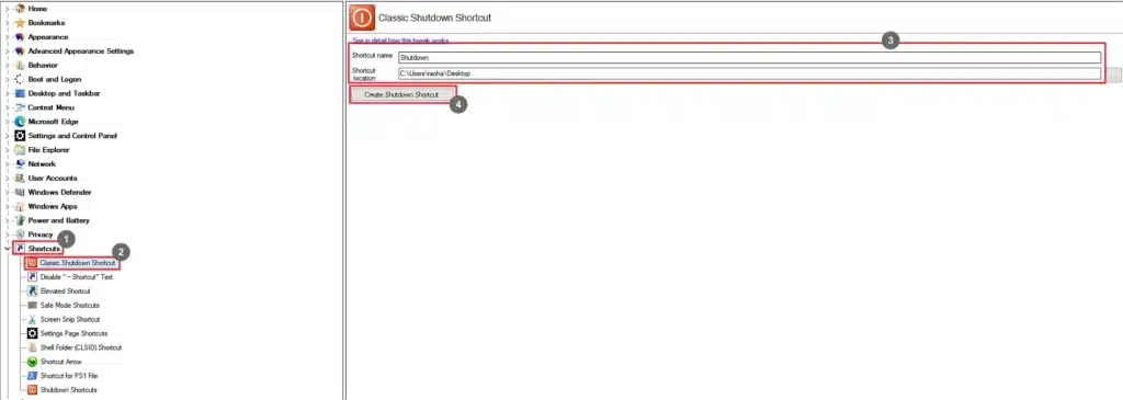 Winaero Tweaker Classic Shutdown Shortcut
