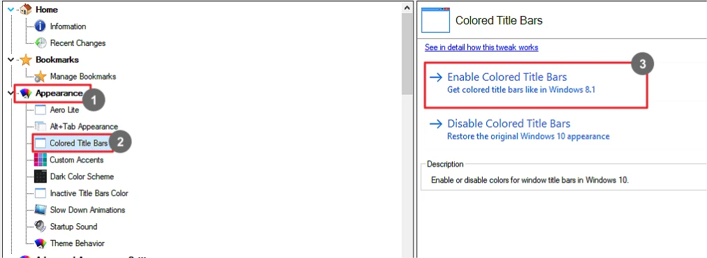 Winaero Tweaker Colored Title Bars