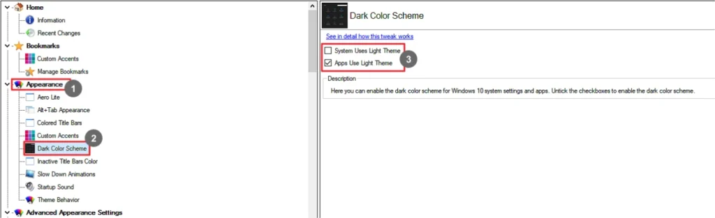 Winaero Tweaker Dark Color Scheme
