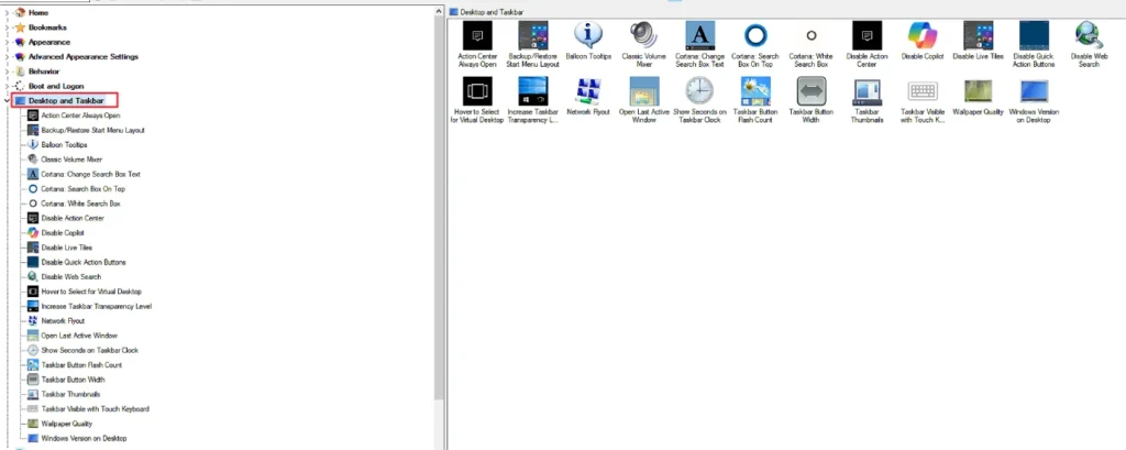 Winaero Tweaker Desktop and Taskbar