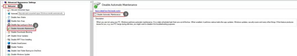 Winaero Tweaker Disable Automatic Maintenance