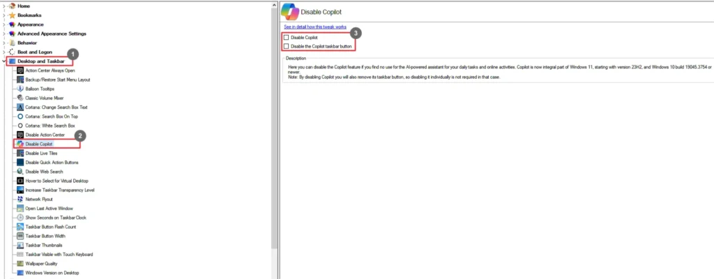 Winaero Tweaker Disable Copilot