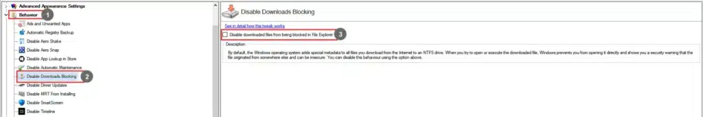 Winaero Tweaker Disable Download Blocking