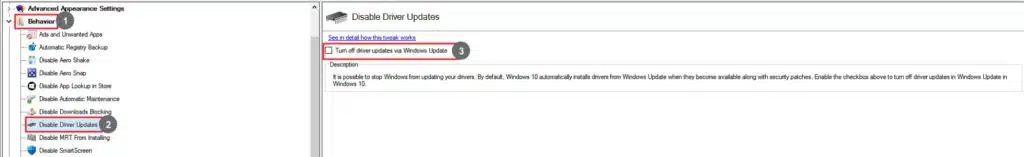 Winaero Tweaker Disable Driver Updates