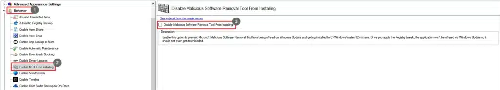 Winaero Tweaker Disable MRT from Installing