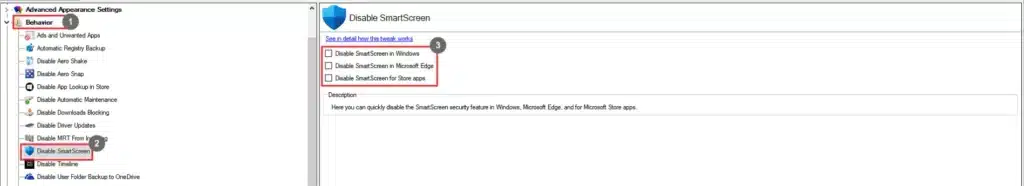 Winaero Tweaker Disable SmartScreen
