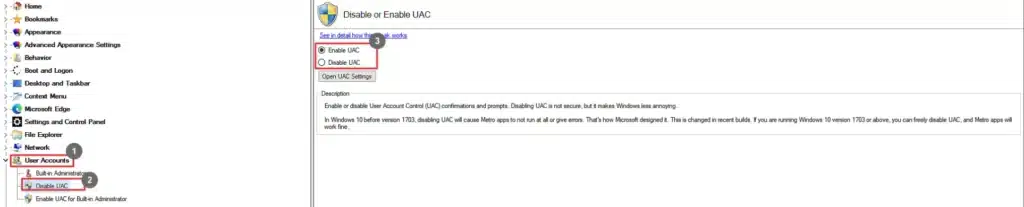 Winaero Tweaker Disable UAC