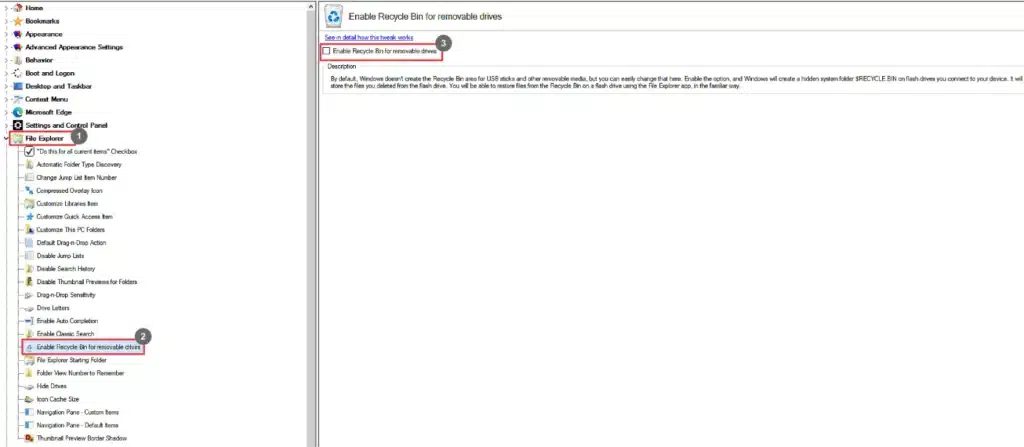 Winaero Tweaker Enable Recycle Bin for Removable Drives