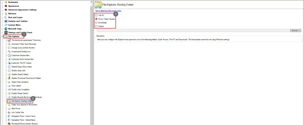 Winaero Tweaker File Explorer Starting Folder