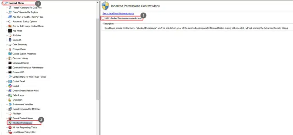 Winaero Tweaker Inherited Permissions