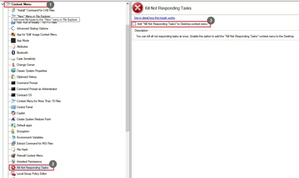 Winaero Tweaker Kill Not Responding Tasks