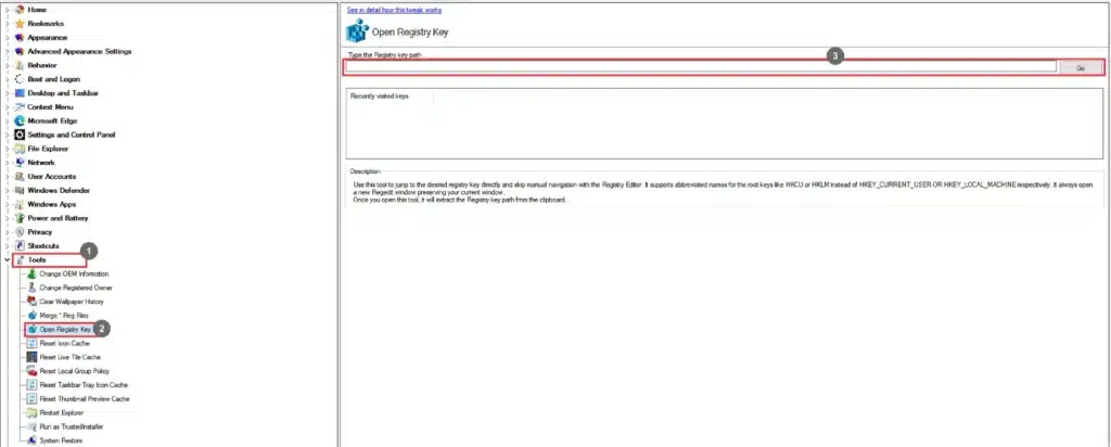 Winaero Tweaker Open Registry Key