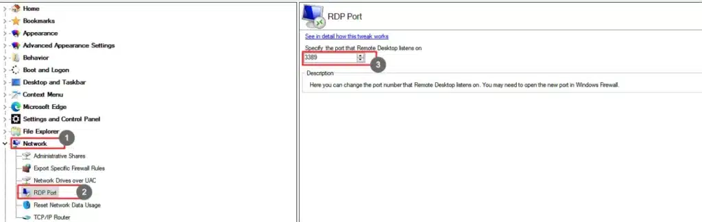 Winaero Tweaker RDP Port