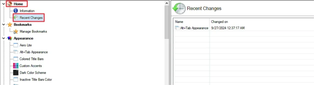Winaero Tweaker Recent Changes