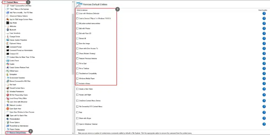 Winaero Tweaker Remove Default Entries
