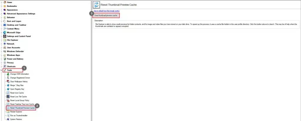Winaero Tweaker Reset Thumbnail Preview Cache