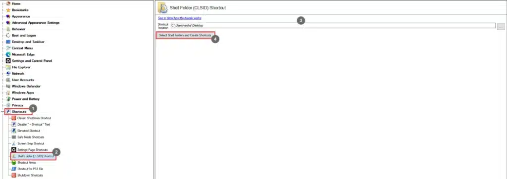 Winaero Tweaker Shell Folder (CLSID) Shortcut