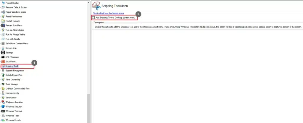 Winaero Tweaker Snipping Tool