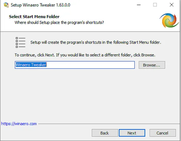Winaero Tweaker Start menu folder