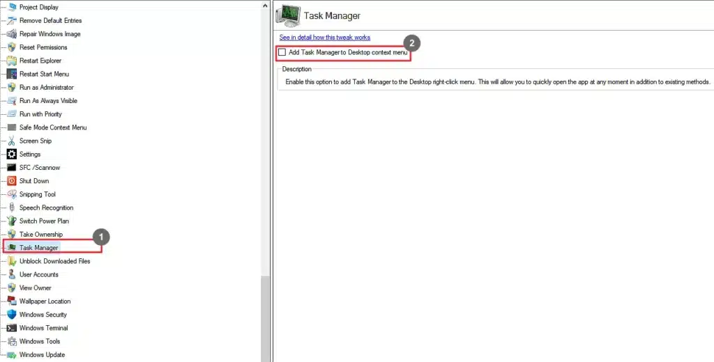 Winaero Tweaker Task Manager