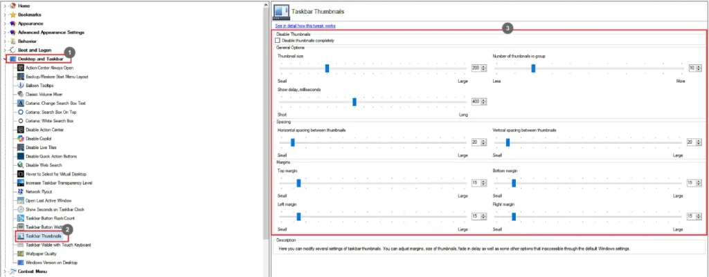 Winaero Tweaker Taskbar Thumbnails