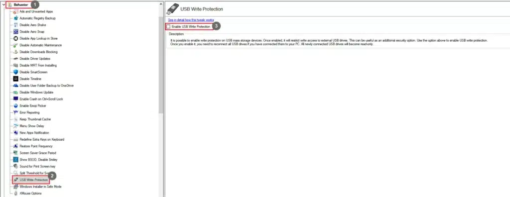 Winaero Tweaker USB Write Protection