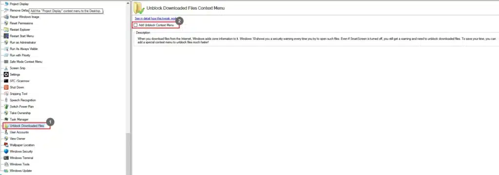 Winaero Tweaker Unblock Downloaded Files
