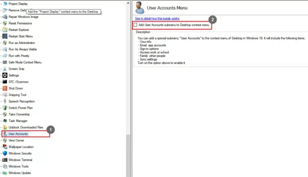 Winaero Tweaker User Accounts