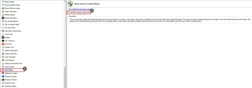 Winaero Tweaker View Owner
