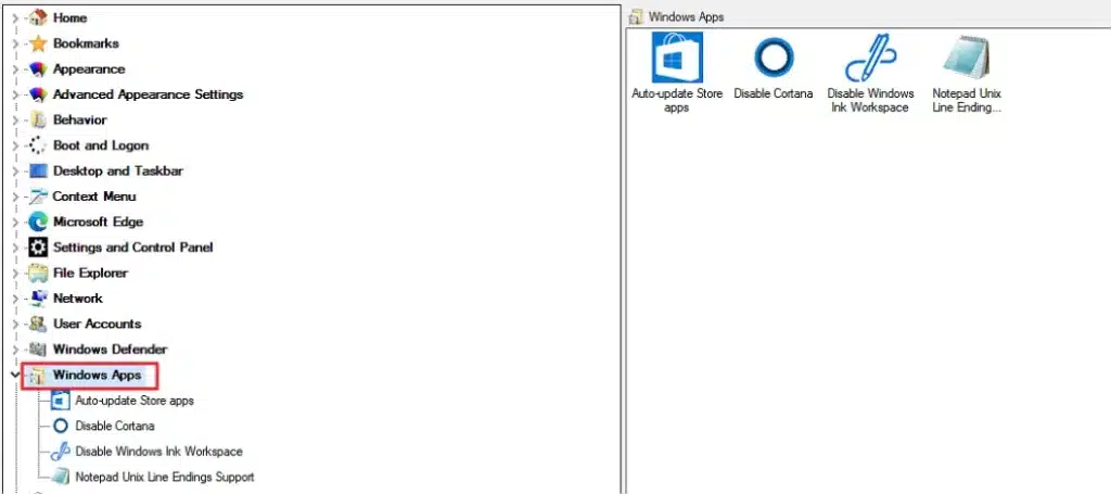 Winaero Tweaker Windows Apps