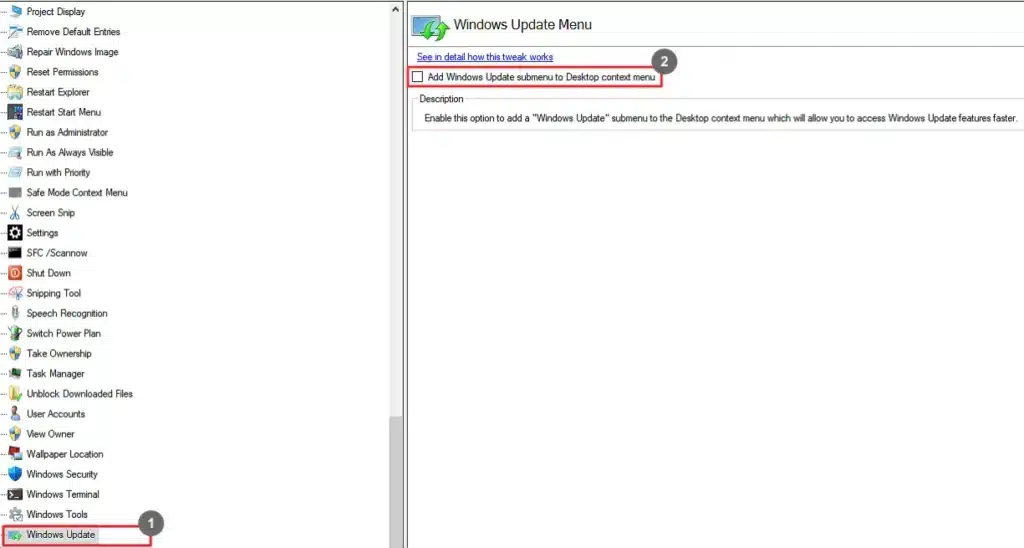 Winaero Tweaker Windows Update