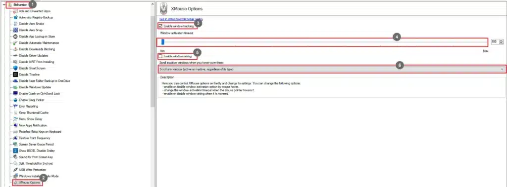Winaero Tweaker XMouse Options