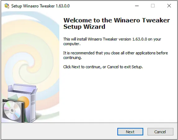 Winaero Tweaker installation wizard